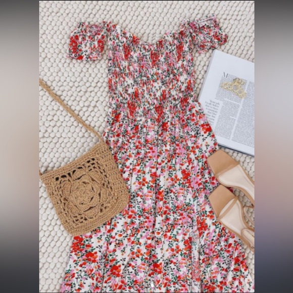 View from the Meadow Cream Floral Print Off-the-Shoulder Dress - Picture 11 of 11